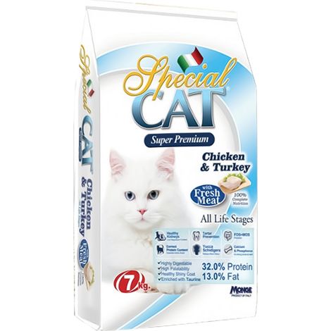 CROCCANTINI PER GATTI 'SPECIAL CAT' pollo e tacchino - kg 7  - MONGE