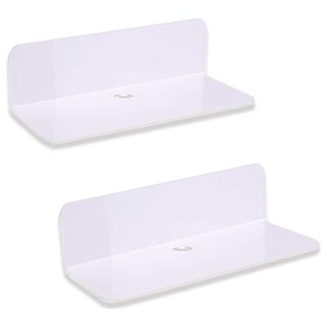 PA Schwebende Wandregale – 2 Stück weiße, stanzfreie Wandregale, Aufbewahrungswandregale aus Acryl – 22,9 8,9 6,1 cm für Wohnzimmer, Küche, Schlafzimmer (1/5)
