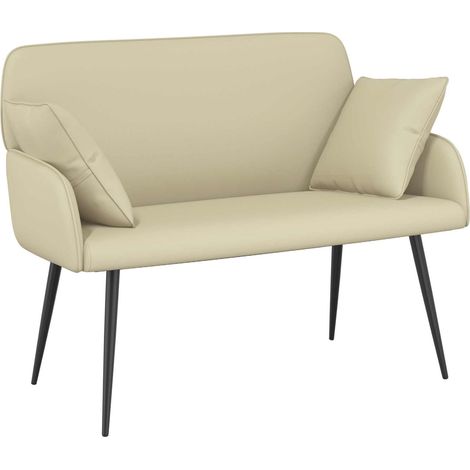 2 Seater Sofa with Metal Legs 2-Seater Cream Faux Leather vidaXL (1/5)