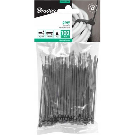Fascette fermacavi Bradas TS1125100GY 2,5 mm x 100 mm 100 pezzi (1/2)