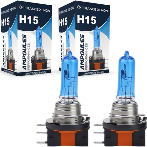 2 x Ampoules H15 5000K 15/55W SUPER WHITE - FRANCE-XENON - 12V (1/4)