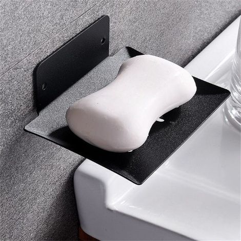 Set mit 2 wandmontierten Seifenschalen ohne Bohren aus Edelstahl, modernes Design, solide Befestigung, 8,3 × 12,4 × 4,3 cm (1/4)