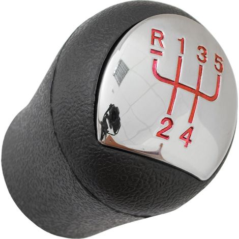 Pommeau de levier de vitesses chromé et rouge pour Renault Clio II (2001-2008), schéma 5 vitesses (1/5)