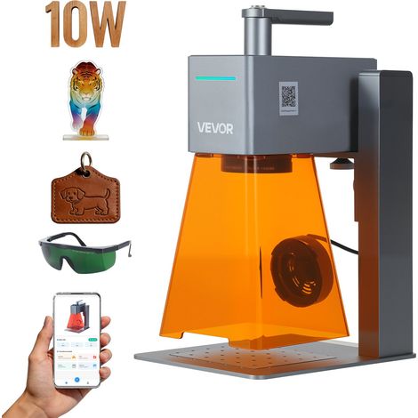 Graveur Laser Portatif 12 W Machine de Gravure Laser Bleu Portable pour Bois Acrylique Cuir Tissu, Haute Vitesse 5000 mm/s, Gravure de Haute Précision de Taille de Point 0,01x0,01 mm, Classe 4 (1/5)