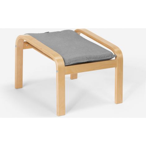 Poggiapiedi pouf design nordico tessuto e gambe in legno Sylt - Grigio