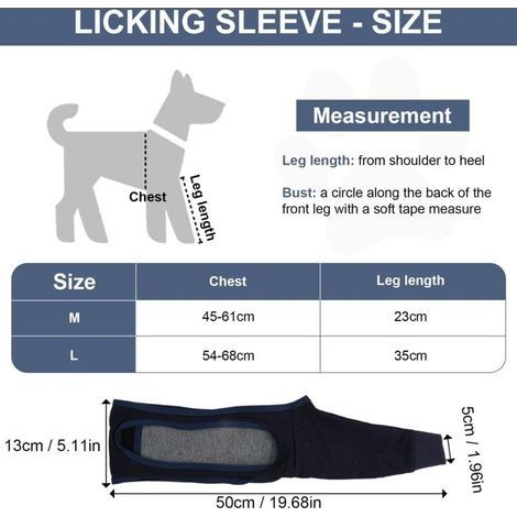 Anti-Leck-Schutzärmel für Hunde, Chirurgische Genesungsärmel für Hunde, für Haustiere mit Vorderbeinverletzungen (Blau, M) (1/4)