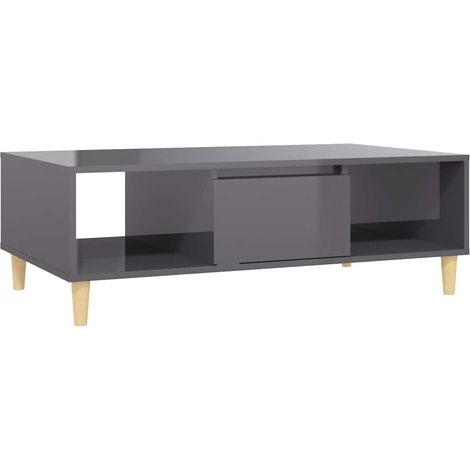 Maison Exclusive - Tavolino Salotto Grigio Lucido 103,5x60x35cm Legno Multistrato (1/5)