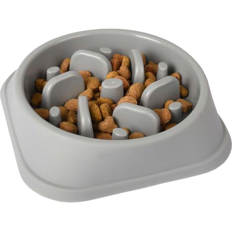 Gamelle ronde pour chien avec distributeur anti-glouton – 500 ml, grise (1/3)