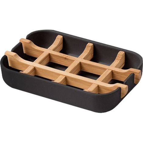 Le porte-savon en fibre de bambou pour salles de bains est doté d'un système de drainage et d'une conception amovible pour un nettoyage facile. (1/5)