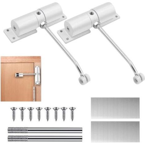 2 Pièces Ferme Porte Automatique, Réglable Ferme Porte à Ressort pour Portes Jusqu'à 30 kg, Groom Fermeture Porte avec Tige de Réglage, Plaque de Montage et Vis pour le Bureau à Domicile (1/5)