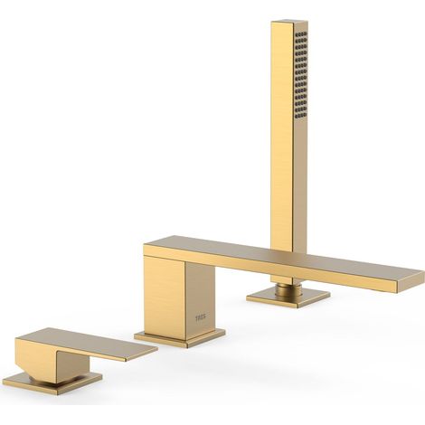 TRES 00616105OM CUADRO Grifo Monomando para Borde De Bañera Color Oro Mate 24K - ref: 00616105OM
