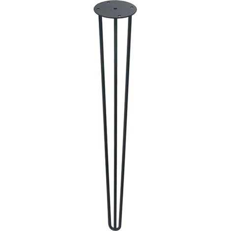 Pata de acero con pasador de 3 varillas diámetro 8 mm altura 710 mm negro