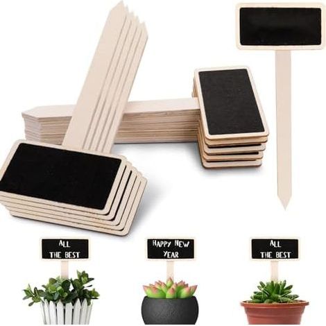 30 schwarze Pflanzenschilder aus Holz, T-förmige Gartenmarkierungen, rechteckige Samenstecker für Gemüse, Bäume, Kräuter und Blumen - (1/5)