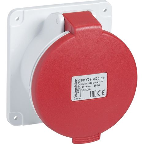 PratiKa - socle de prise industrielle droite 16 A - 3P+N+T - 380-415 V CA - IP44