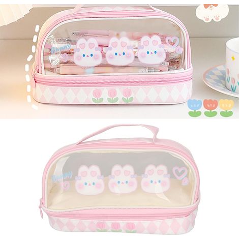 Peter Rabbit Pencil Case Large Capacity Cute Rabbit Pencil Case with Handle, Cosmetic Bag