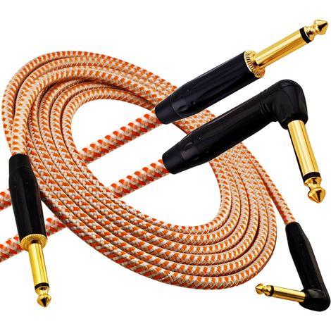 Câble pour instrument de musique Red's Music - Jack 6,3 mm / Jack 6,3 mm coudé - Câble tressé FOP - GCF1230RS - 3 m (1/5)