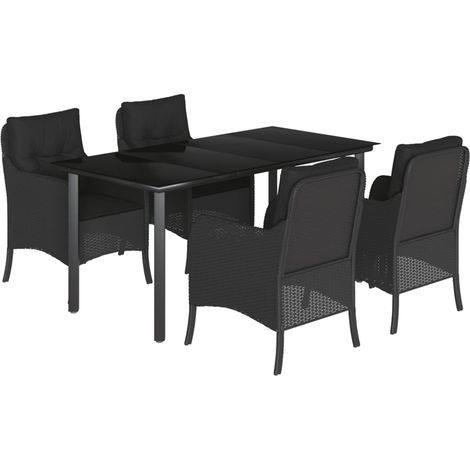 Maison Exclusive - 5-tlg. Garten-Essgruppe mit Kissen Schwarz Pol