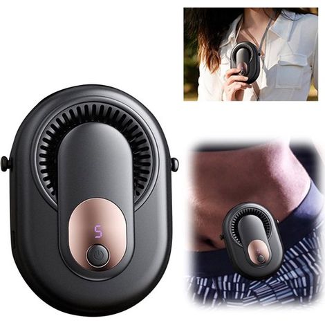 Ventilatore da vita,Ventilatore portatile,4 in 1,5 velocità,Ricaricabile tramite USB,Nero (1/5)
