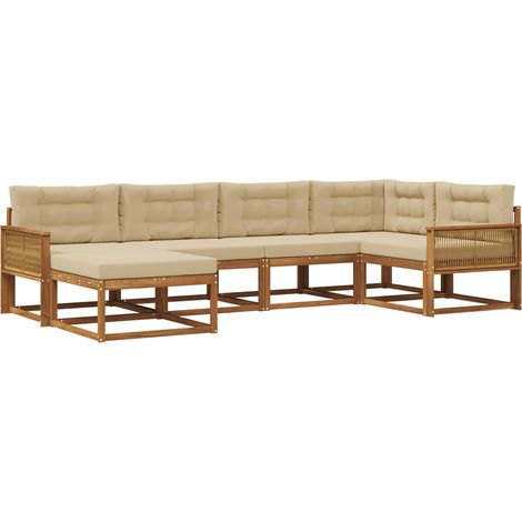 Outdoor-Sofagarnitur 6 pcs Natur und Beige vidaXL