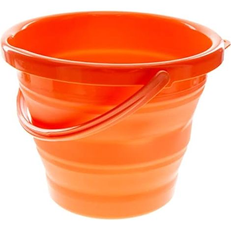 Seau Pliable - 5 L - Hauteur 19,7 cm Déplié / 5 cm Replié - Poignée Rabattable - Pour Randonnée Camping Extérieur (1/3)