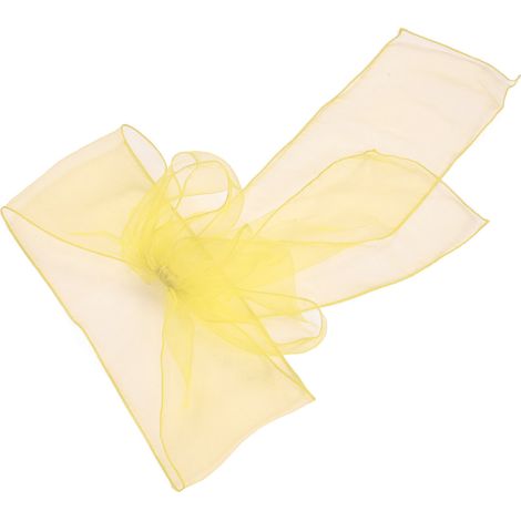 Lot de 10 nœuds de chaise en organza pour banquet, élégants et raffinés, pour la décoration de mariages et fêtes. Jaune vif. (1/5)