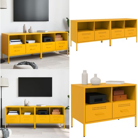 Muebles para TV 2 unidades acero amarillo mostaza 68x39x50,5 cm - Muebles de TV - Muebles industriales