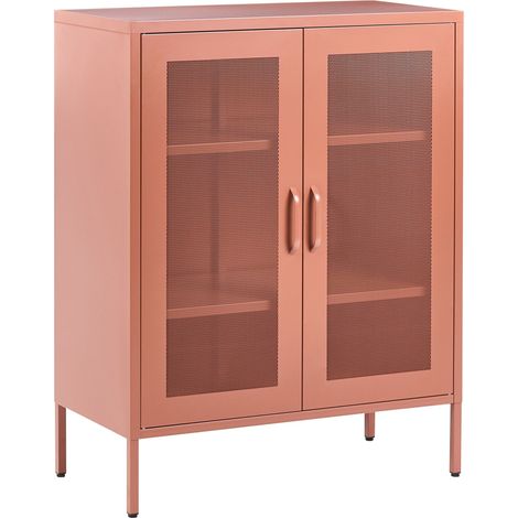 Credenza da ufficio in acciaio 2 ante e 3 ripiani marrone dorato Wakatipu
