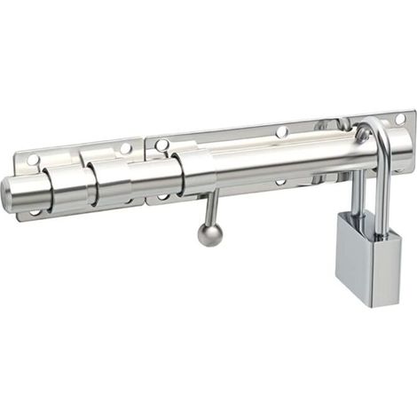 EASYCOMFORT Loquet de Porte à Boulon (Cadenas Non Compris) Coulissant Verrou de Porte à Barillet Serrure de Porte Extérieur avec Trou pour Cadenas, Finition Chromée en Acier Inoxydable (1/5)