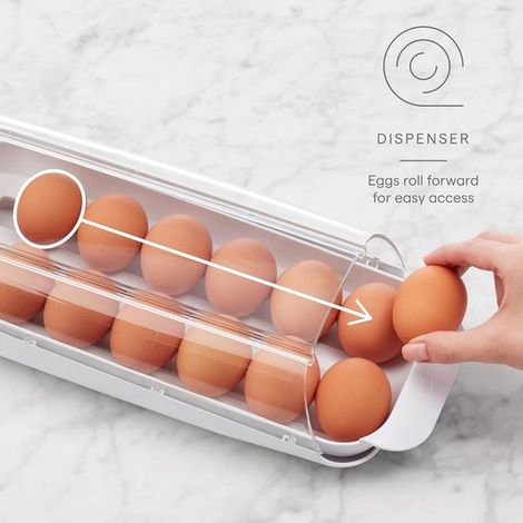 Huevera enrollable para ventana de frigorífico,contenedor apilable para almacenar huevos,con bandeja extraíble (1/5)
