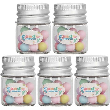 25-26 5 pièces Miniatures de bocaux à bonbons pour maison de poupée, simulation 1:12, en plastique et verre, décoration de cuisine pour fille (1/4)