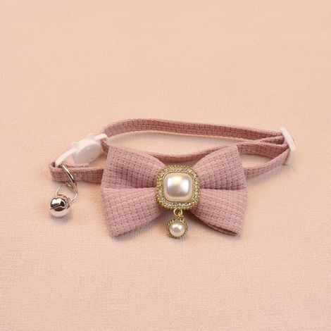 Filiyano-Nouveau collier pour animaux de compagnie Waffle Pet Collar Cute Bowno Collar Retro Pearl Pendentif Accessoires pour collier pour chien Rose (1/5)