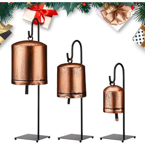 Retro Country Christmas Cow Bells, 3X Metal Christmas Bells for Holiday Décor, Rustic Home Decor Bells for Tree, Mantel, Door or Front Porch, Vintage Farmhouse Christmas Decorations (1/5)