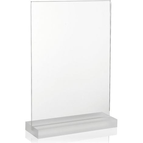 Espositore pubblicitario DIN A4 con base solida e satinata in plexiglas®, supporto a T, espositore da tavolo (1/3)