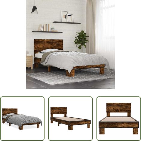 Lit chêne - Cadre de lit sans matelas chêne fumé 90x200 cm (1/5)