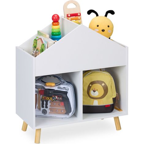 Librería infantil con forma de casa y 6 compartimentos