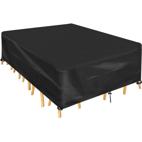 Protective Cover for Table, Rectangular Garden Furniture Cover Waterproof, Anti-UV, 420D Oxford Fabric Table Chair Cover for Outdoor Garden Furniture (350x260x90cm)