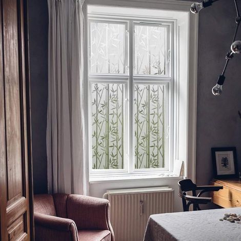 Fensterfolie, Sichtschutzfolie, UV-Schutzfolie, selbsthaftende elektrostatische Fensterfolie, dekorative Fensterfolie für Zuhause und Büro, Bambusmuster, 45 x 200 cm (1/4)