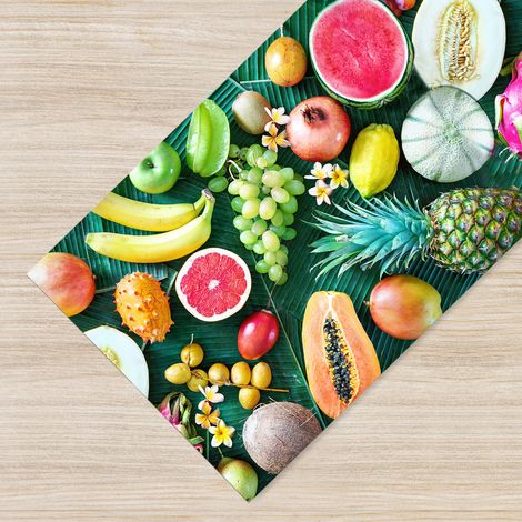 Tappeto da cucina antiscivolo, antimacchia passatoia multiuso 50x100 - Frutta e foglie (1/4)