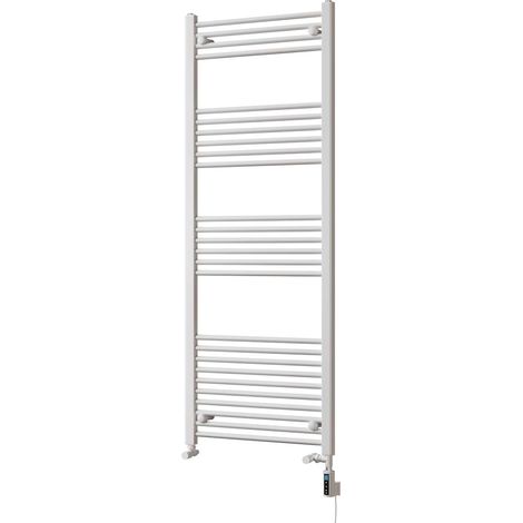 Zennor - White Dual Fuel Towel Rail H1600mm x W600mm Thermostatic WIFI - Straight (1/3)