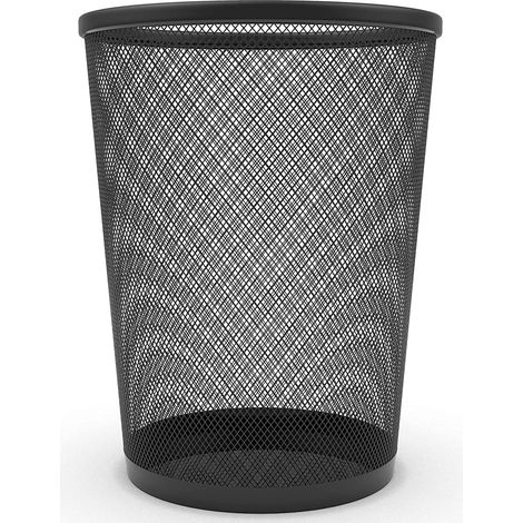 Corbeille à papier en maille métallique - 1 unité - Acier noir texturé - Ventilation anti-odeurs - Bureau maison cuisine salle de bain - 16 litres