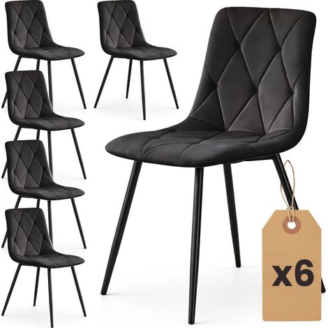 Set de 6 Sillas acolchadas MILO Negro patas negras (1/5)