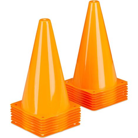 Cônes de signalisation - - Lot de 16 - 23 cm - Plastique souple - Orange (1/4)