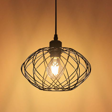 Lámpara colgante industrial negra GBLY - Lámpara colgante vintage de metal E27, lámpara colgante retro para comedor, cocina, sala de estar, pasillo, sin bombilla