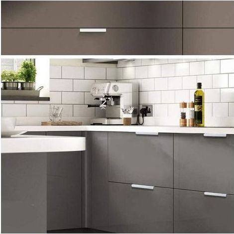 Lot de 10 poignées de meuble invisibles en aluminium brossé – Entraxe 96mm – Résistance à la rouille – Installation facile avec vis fournies (1/5)