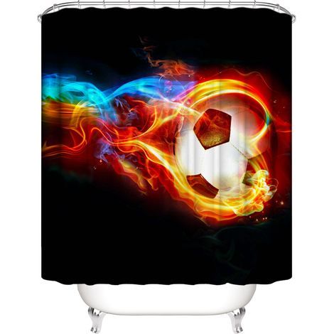 Rideau de douche à motif football 180 x 180 cm, rideau de douche avec motif mouvement