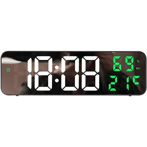 Grande horloge murale numérique LED, réveil miroir mural, cadeau d'anniversaire et de Noël, verte. (1/5)