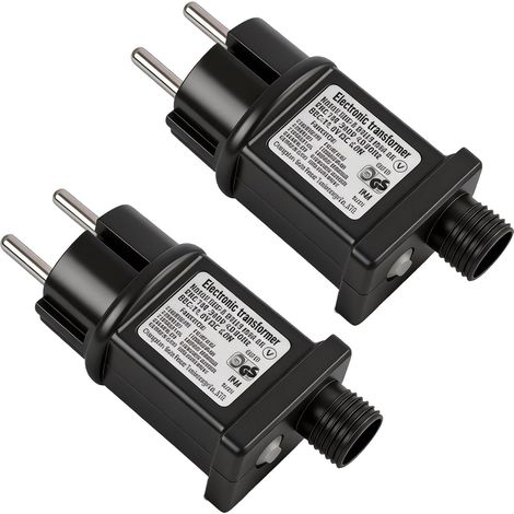 2PCS Transformateur IP44 Adaptateur Pilote, 31V, pour Guirlande Lumineuse LED avec Prise Electrique Et Controleur A Modes Multiples Fonction Minuterie Etanche pour Decoration Interieure (1/5)