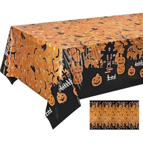 Nappe en plastique d'Halloween, motif d'araignée de maison hantée de sorcière de chauve-souris de citrouille pour la décoration de fête d'halloween (1/4)