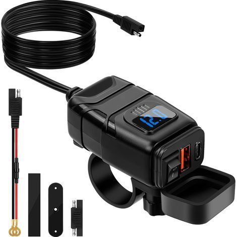 1 Prise USB Moto QC3.0 PD Type C 12V Étanche Interrupteur Voltmètre LED Pour Bateau Caravane (1/5)
