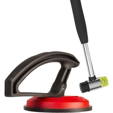Outil de fixation pour sols texturés avec marteau et ventouse spéciale à adhérence optimale - Convient aux stratifiés, lames vinyle, LVP, SPC et parquets. (1/5)